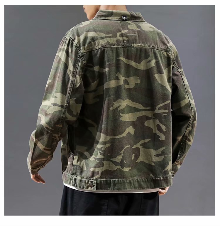 Experience Comfort and Style with Our Men's Fashion Camouflage Polo Collar Jacket