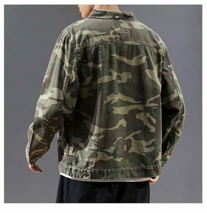 Experience Comfort and Style with Our Men's Fashion Camouflage Polo Collar Jacket