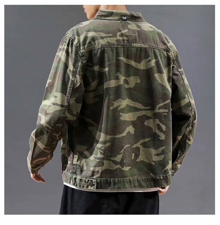 Experience Comfort and Style with Our Men's Fashion Camouflage Polo Collar Jacket