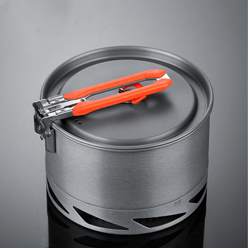 Camping Cookware Set With Heat Exchanger Pot And Kettle