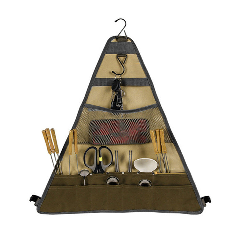 Camping Tableware Set With Foldable Hanging Bag Spatula Spoon