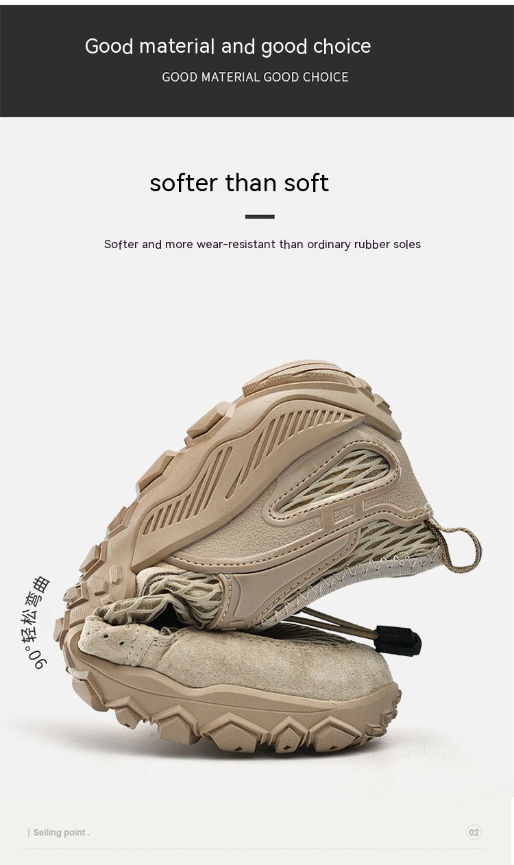 Men’s Breathable Leather Mesh Hiking Casual Shoes