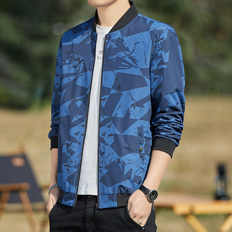 Men's Stand Collar Camouflage Baseball Thin Casual Jacket