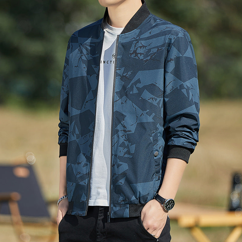 Men's Stand Collar Camouflage Baseball Thin Casual Jacket