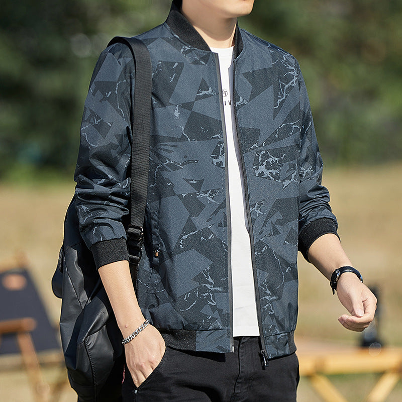 Men's Stand Collar Camouflage Baseball Thin Casual Jacket