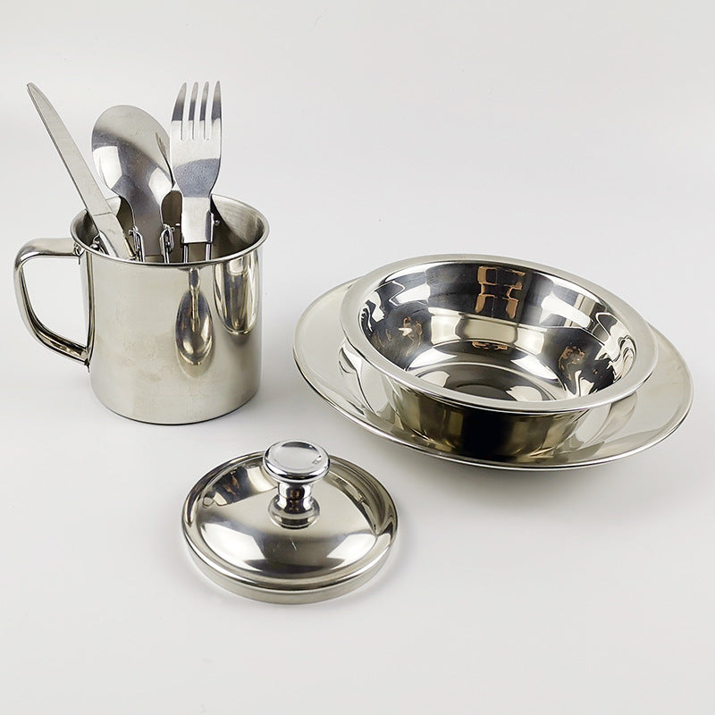 Stainless Steel Camping Tableware Water Cup Cookware Set