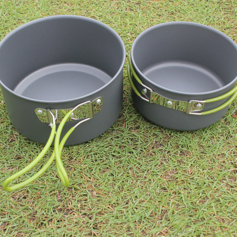 Portable Camping Cookware Set Non Stick Pan Pot Bowl Set 2 To 3 Person