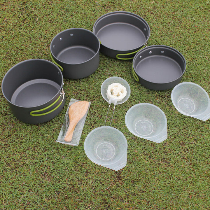 Portable Camping Cookware Set Non Stick Pan Pot Bowl Set 2 To 3 Person