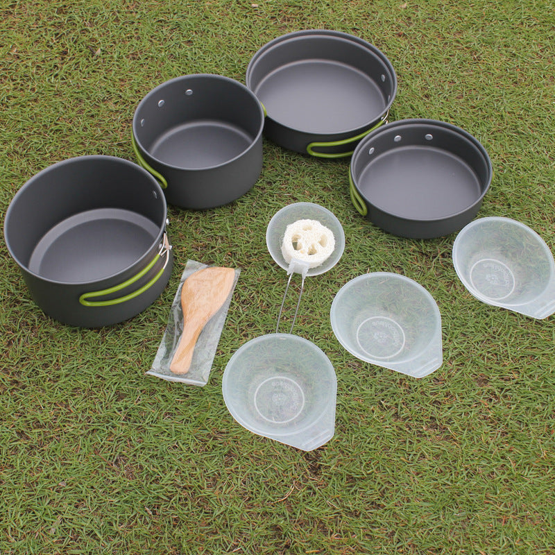 Portable Camping Cookware Set Non Stick Pan Pot Bowl Set 2 To 3 Person