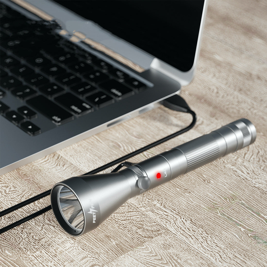 USB Rechargeable Waterproof Long-Range Compass Flashlight