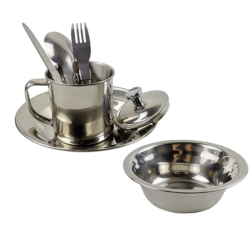 Stainless Steel Camping Tableware Water Cup Cookware Set