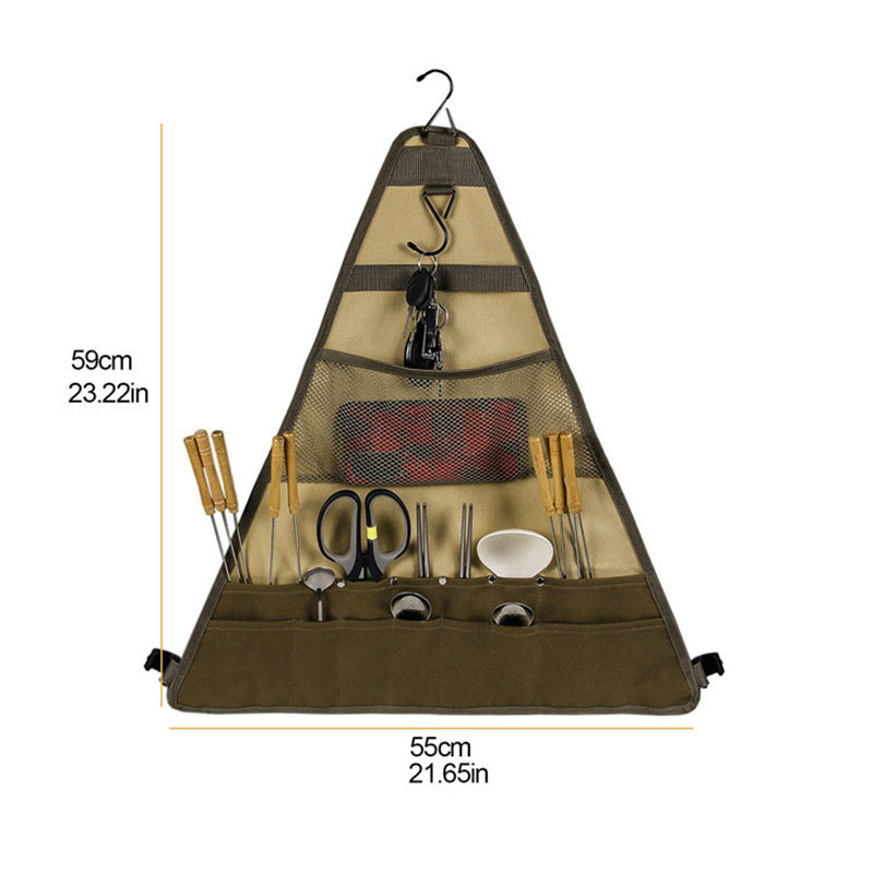 Camping Tableware Set With Foldable Hanging Bag Spatula Spoon
