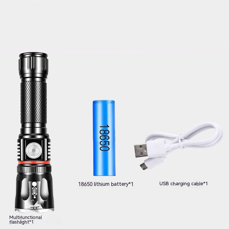 T6 Telescopic Multifunctional Camping Flashlight Strong Light