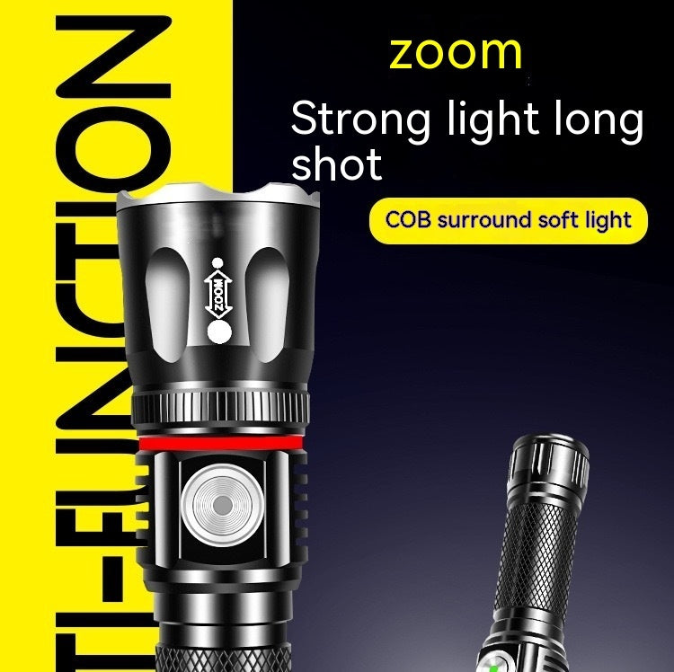T6 Telescopic Multifunctional Camping Flashlight Strong Light
