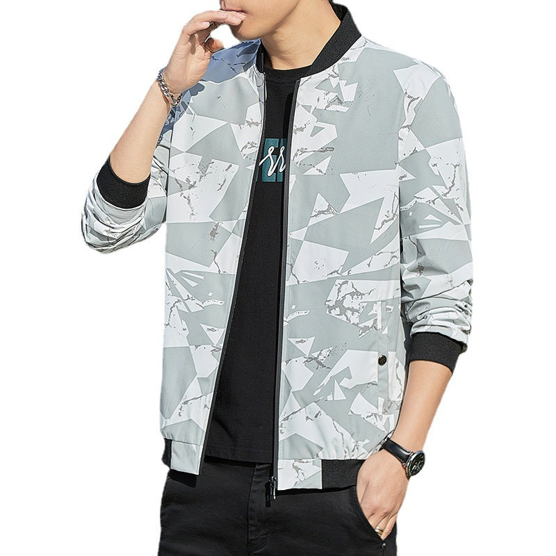 Men's Stand Collar Camouflage Baseball Thin Casual Jacket