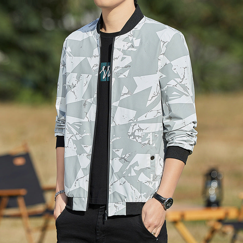 Men's Stand Collar Camouflage Baseball Thin Casual Jacket