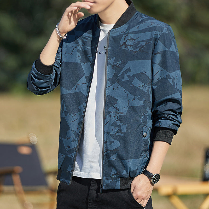 Men's Stand Collar Camouflage Baseball Thin Casual Jacket