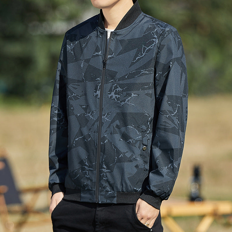 Men's Stand Collar Camouflage Baseball Thin Casual Jacket