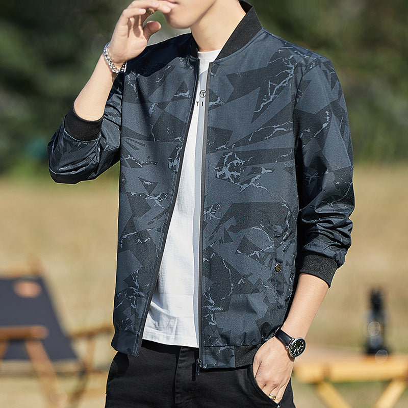 Men's Stand Collar Camouflage Baseball Thin Casual Jacket