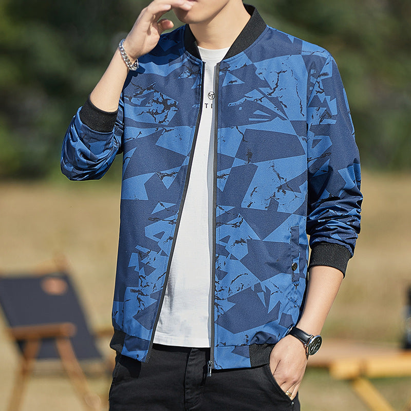 Men's Stand Collar Camouflage Baseball Thin Casual Jacket