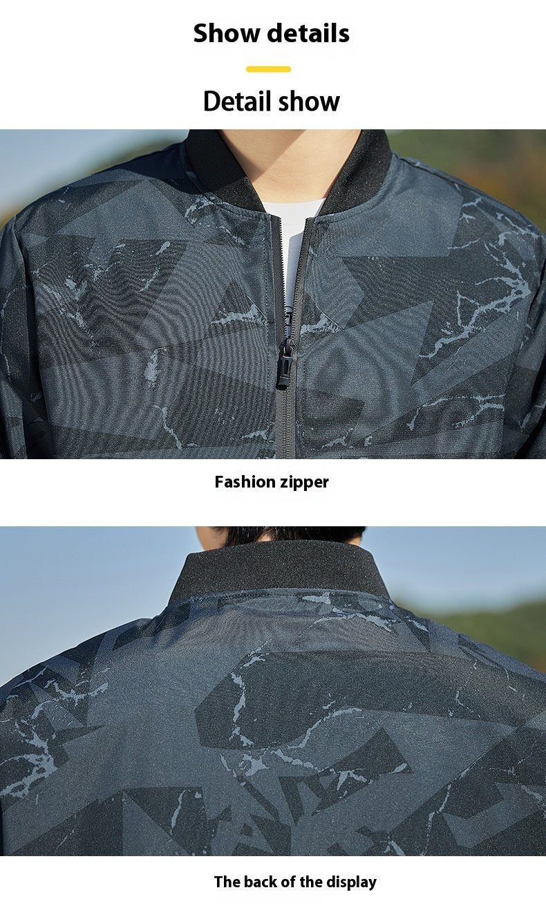 Men's Stand Collar Camouflage Baseball Thin Casual Jacket