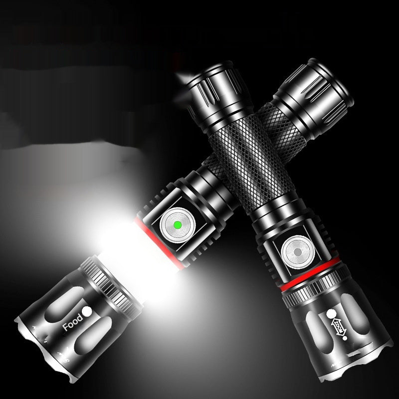 T6 Telescopic Multifunctional Camping Flashlight Strong Light